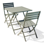 Paris Prix Ensemble Table De Jardin Pliante & 2 Chaises "Marius" 70cm Kaki
