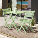 Paris Prix Ensemble Table De Jardin Pliante & 2 Chaises "Marius" 70cm Vert Lagune