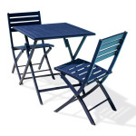 Paris Prix Ensemble Table De Jardin Pliante & 2 Chaises "Marius" 70cm Bleu Marine