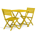 paris prix Ensemble Table de Jardin Pliante & 2 Chaises "Marius" 70cm Moutarde