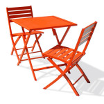 Paris Prix Ensemble Table De Jardin Pliante & 2 Chaises "Marius" 70cm Orange
