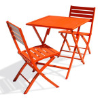 paris prix Ensemble Table de Jardin Pliante & 2 Chaises "Marius" 70cm Orange