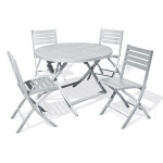paris prix Ensemble Table de Jardin Pliante & 4 Chaises "Marius" 110cm Gris