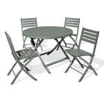 paris prix Ensemble Table de Jardin Pliante & 4 Chaises "Marius" 110cm Kaki