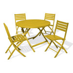 paris prix Ensemble Table de Jardin Pliante & 4 Chaises "Marius" 110cm Moutarde