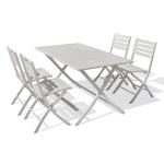 Paris Prix Ensemble Table De Jardin Pliante & 4 Chaises "Marius" 140cm Gris