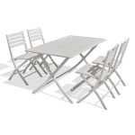paris prix Ensemble Table de Jardin Pliante & 4 Chaises "Marius" 140cm Gris