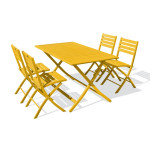 Paris Prix Ensemble Table De Jardin Pliante & 4 Chaises "Marius" 140cm Moutarde
