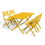 paris prix Ensemble Table de Jardin Pliante & 4 Chaises "Marius" 140cm Moutarde