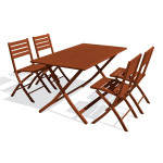 paris prix Ensemble Table de Jardin Pliante & 4 Chaises "Marius" 140cm Terracotta