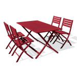 Paris Prix Ensemble Table De Jardin Pliante & 4 Chaises "Marius" 140cm Rouge Carmin