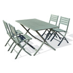 Paris Prix Ensemble Table De Jardin Pliante & 4 Chaises "Marius" 140cm Kaki