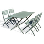 paris prix Ensemble Table de Jardin Pliante & 4 Chaises "Marius" 140cm Kaki