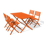 Paris Prix Ensemble Table De Jardin Pliante & 4 Chaises "Marius" 140cm Orange