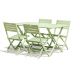 Paris Prix Ensemble Table De Jardin Pliante & 4 Chaises "Marius" 140cm Vert Lagune