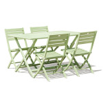 paris prix Ensemble Table de Jardin Pliante & 4 Chaises "Marius" 140cm Vert Lagune