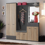 paris prix Ensemble Vestiaire 5P avec Coussin "Marco" 203cm Naturel & Gris