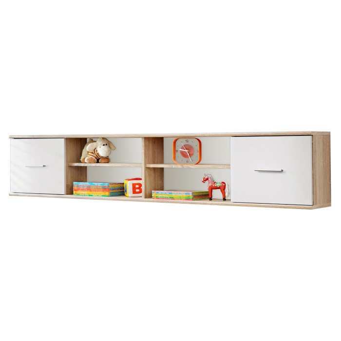 Paris Prix Étagère 2 Niveaux & 2 Portes "Dino" 204cm Chêne & Blanc