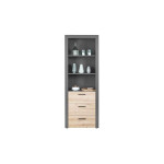 Paris Prix Étagère 3 Niveaux & 3 Tiroirs "Magnisa" 190cm Chêne & Gris