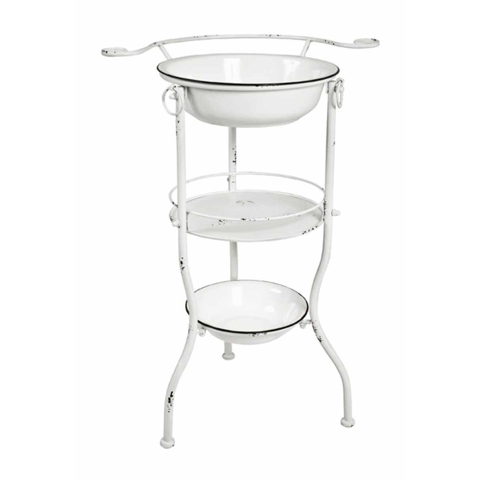 Paris Prix Étagère 3 Niveaux Vintage "Bassines" 85cm Blanc