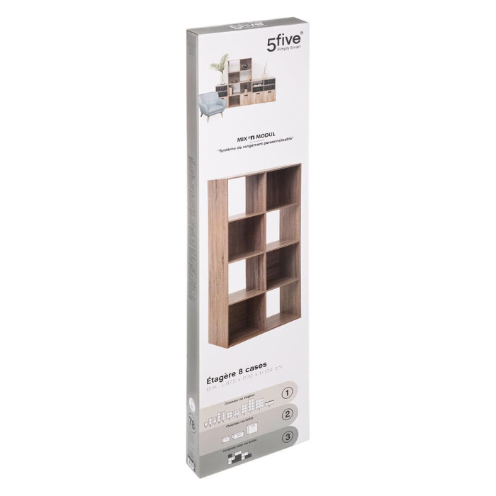 Paris Prix Étagère 8 Cases "Mix N'Modul" 134cm Naturel