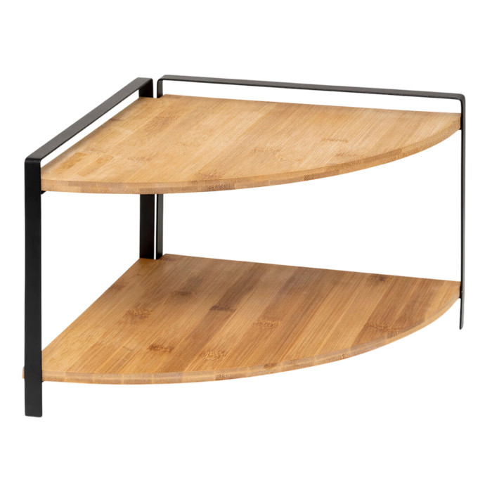 Paris Prix Étagère D'Angle 2 Niveaux En Bambou "Ordera" 29cm Naturel & Noir