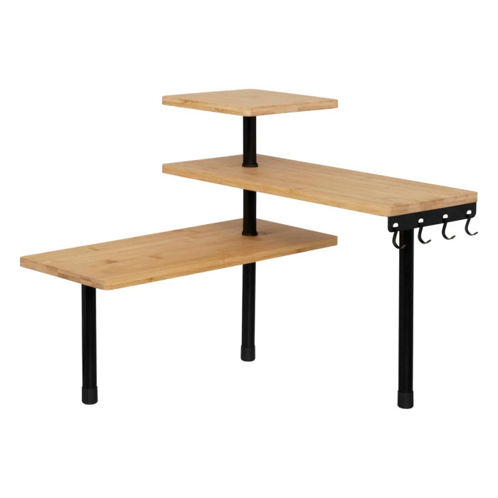 Paris Prix Étagère D'Angle De Cuisine 3 Niveaux "Bambou" 43cm Naturel & Noir
