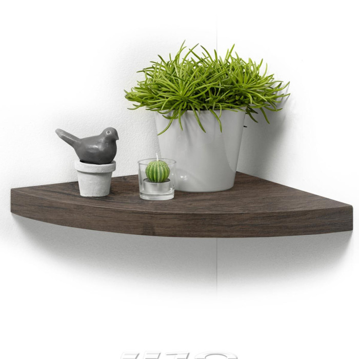 Paris Prix Étagère D'Angle Murale "Flottante" 25cm Noyer