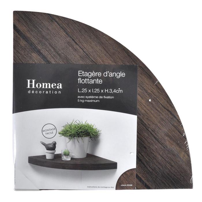 Paris Prix Étagère D'Angle Murale "Flottante" 25cm Noyer