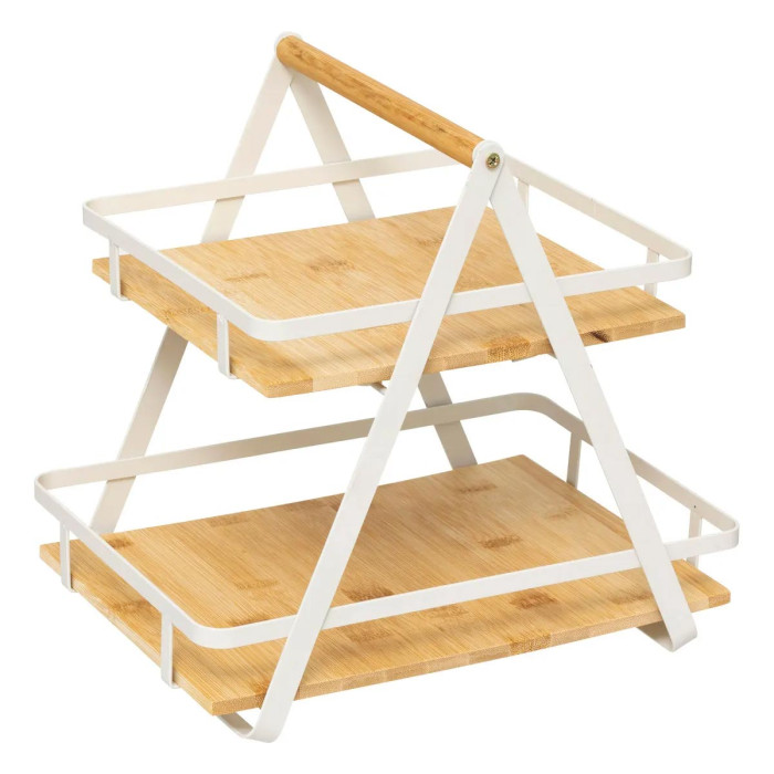 Paris Prix Étagère De Cuisine 2 Niveaux En Bambou "Ordera" 30cm Naturel & Blanc