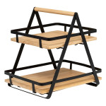 paris prix Étagère de Cuisine 2 Niveaux en Bambou "Ordera" 30cm Naturel & Noir