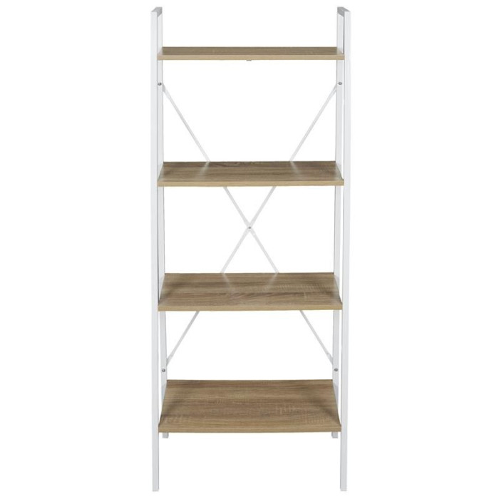 Paris Prix Étagère Déco "Bois & Métal" 148cm Blanc & Naturel