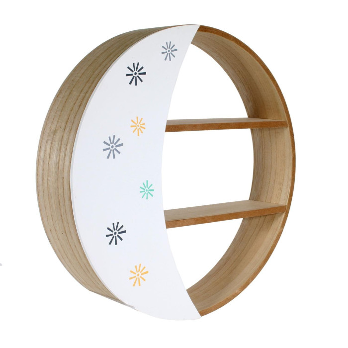 Paris Prix Étagère En Bois "Demi Lune" 38cm Naturel & Blanc
