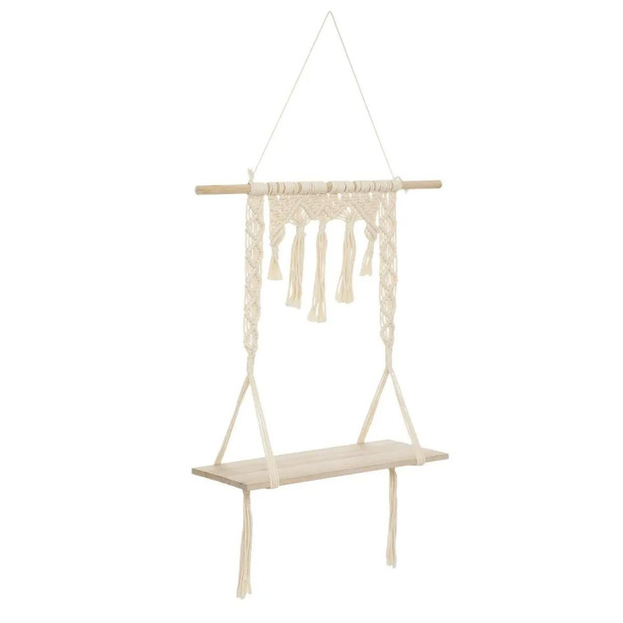 Paris Prix Étagère Murale En Bois "Macramé" 80cm Ivoire