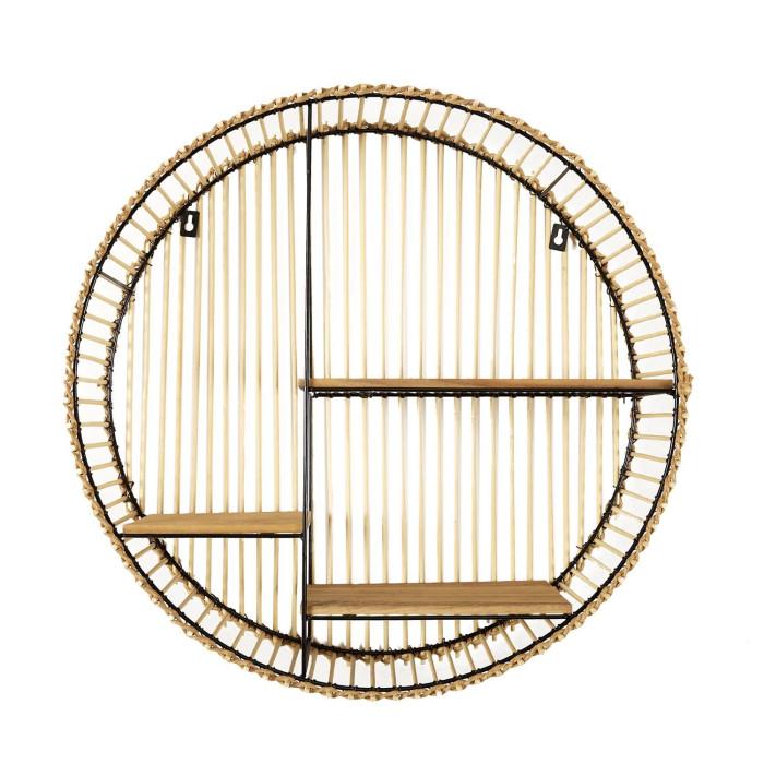 Paris Prix Étagère Murale Ronde Déco "Java" 53cm Beige