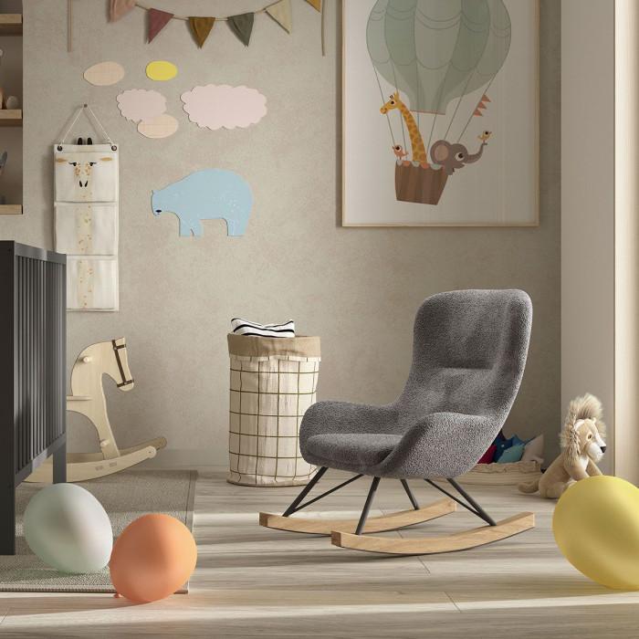 Paris Prix Fauteuil à Bascule Bouclette "Rocky" 68cm Anthracite
