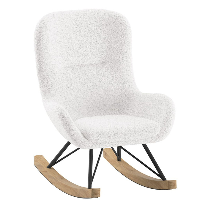 Paris Prix Fauteuil à Bascule Bouclette "Rocky" 68cm Blanc