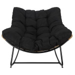 Paris Prix Fauteuil à Bascule & Coussin "Tulum" 114cm Noir