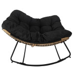 Paris Prix Fauteuil à Bascule & Coussin "Tulum" 114cm Noir