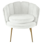 Paris Prix Fauteuil Arrondi En Velours "Dabren" 80cm Blanc