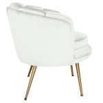 Paris Prix Fauteuil Arrondi En Velours "Dabren" 80cm Blanc