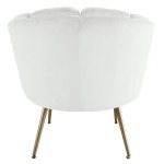 Paris Prix Fauteuil Arrondi En Velours "Dabren" 80cm Blanc