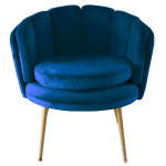 Paris Prix Fauteuil Arrondi En Velours "Dabren" 80cm Bleu