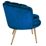 Paris Prix Fauteuil Arrondi En Velours "Dabren" 80cm Bleu