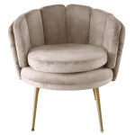 Paris Prix Fauteuil Arrondi En Velours "Dabren" 80cm Taupe