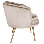 Paris Prix Fauteuil Arrondi En Velours "Dabren" 80cm Taupe