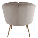 Paris Prix Fauteuil Arrondi En Velours "Dabren" 80cm Taupe