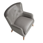 Paris Prix Fauteuil Capitonné En Cuir "André" 89cm Gris