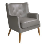 paris prix Fauteuil Capitonné en Cuir "André" 89cm Gris