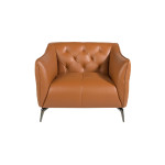 Paris Prix Fauteuil Capitonné En Cuir "Percy" 103cm Marron